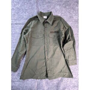 VTG Army Mens M OD Green Shirt Button Front Work Shirt 15.5 x 33